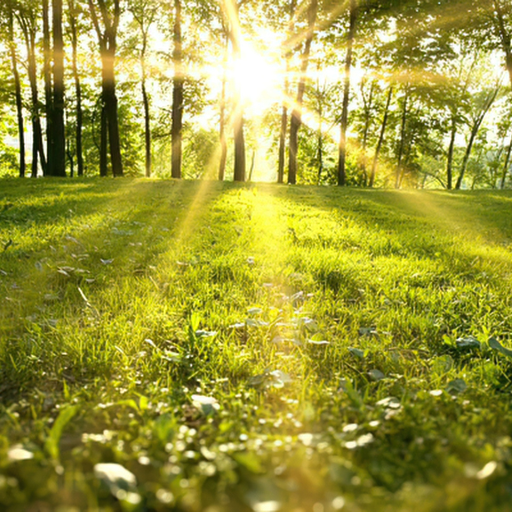 Sun shining through trees